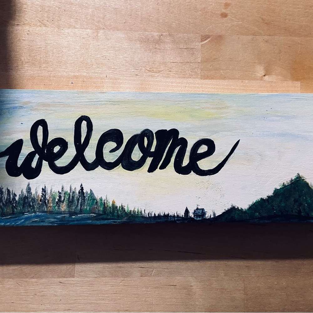 Hand painted welcome sign